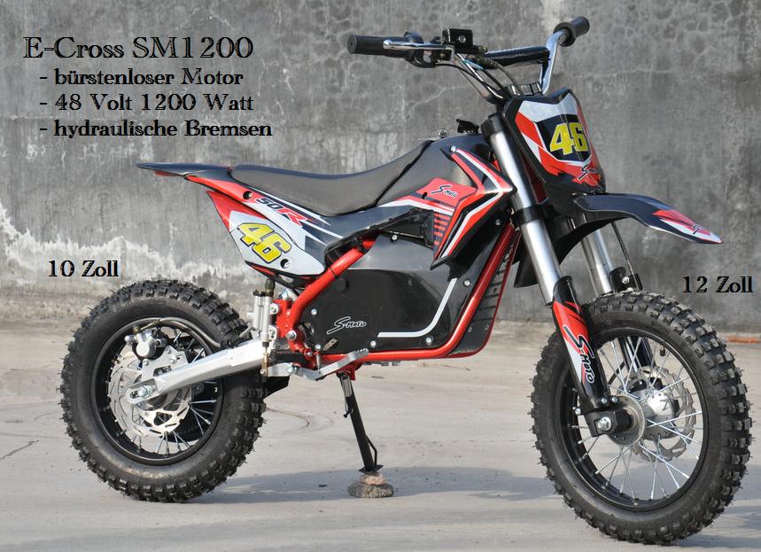 Elektro Cross Bike S-Moto SM-C 48-1200 10" 12" 15 Ah Lithium - Motocross  Kindermotorrad Pit Dirt Bike Quad Ersatzteile Tuningteile China Bikes